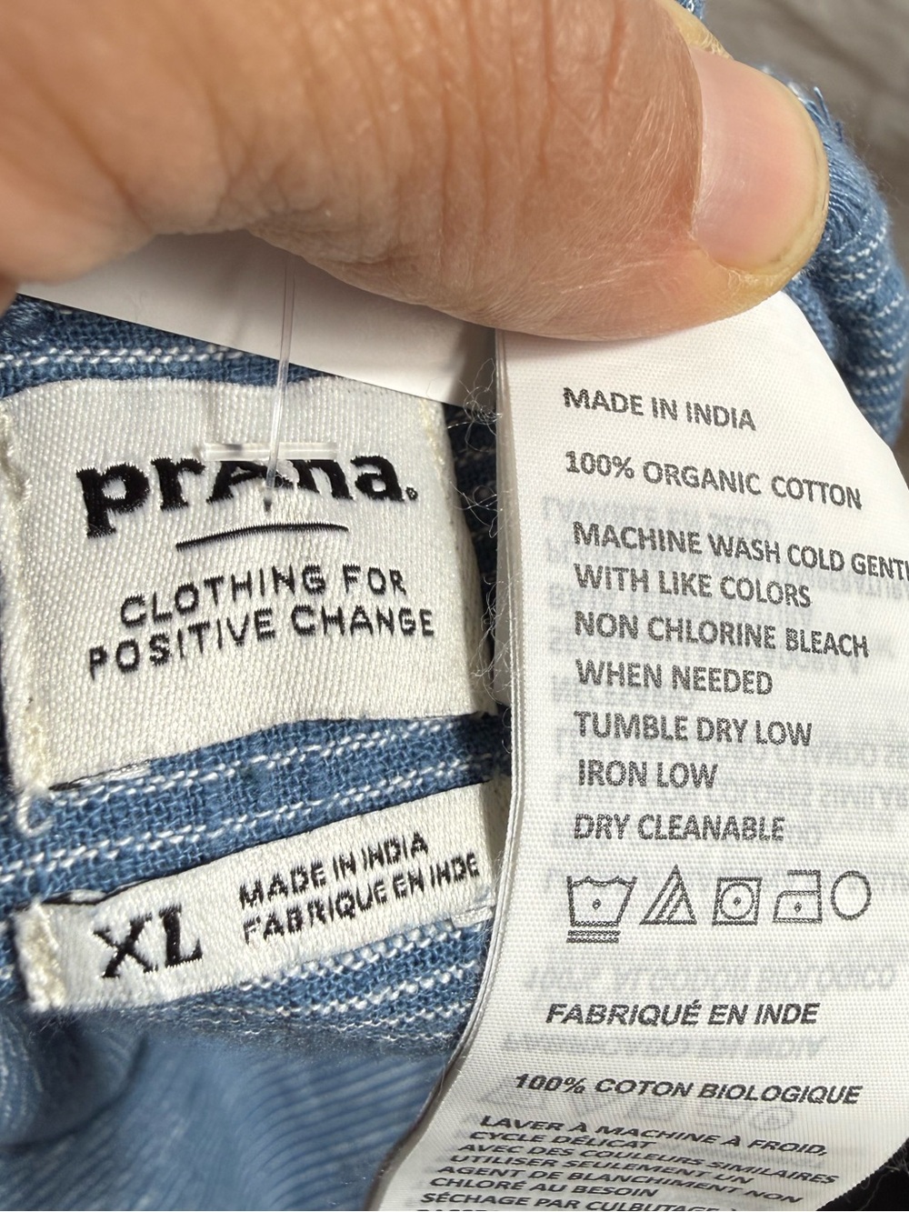 Prana Blue Striped Sleeveless Henley Tank 100% Cotton - Picture 2 of 6